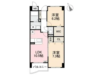 バレーフィールド仏生山館(2LDK/1階)の間取り写真