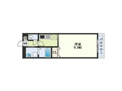 アンプルールフェールGLANDMOB(1K/1階)の間取り写真