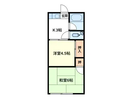 第三八千代荘(2K/1階)の間取り写真