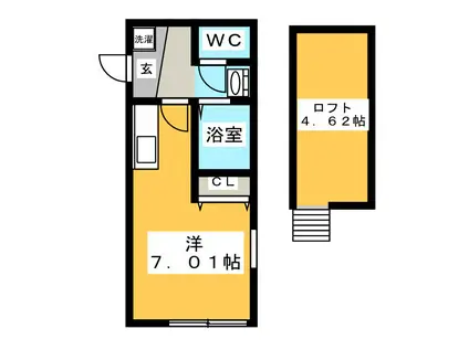 小田急小田原線 東海大学前駅 徒歩8分 2階建 築6年(ワンルーム/1階)の間取り写真