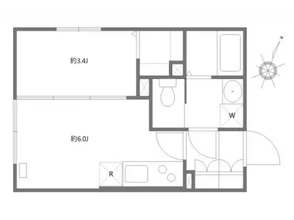 エルファーロ笹塚II(1DK/1階)の間取り写真