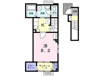 WINGSB(1K/2階)の間取り写真
