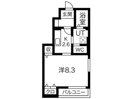 ルミナス六十人町(1K/1階)の間取り写真