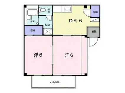 コーポ サンスカイ2(2DK/2階)の間取り写真