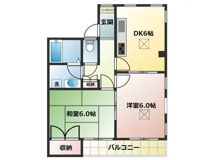 光が丘ウエスト(2DK/1階)の間取り写真