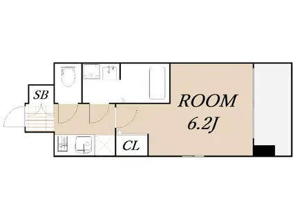 エスリード中之島ザ・コア(1K/3階)の間取り写真