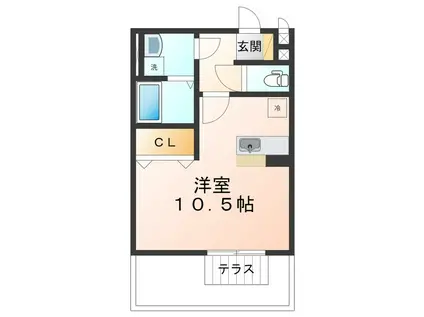 シェルズレイク日根野B(ワンルーム/1階)の間取り写真
