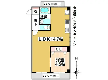 LA096(1LDK/2階)の間取り写真