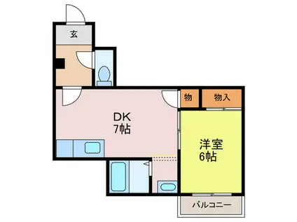 木内マンション(1DK/2階)の間取り写真