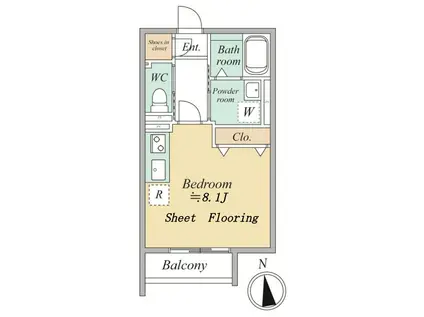 MOCXION KYODO(ワンルーム/1階)の間取り写真