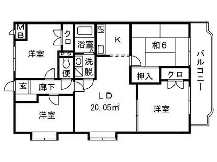 ウィスタリアII(4LDK/1階)の間取り写真