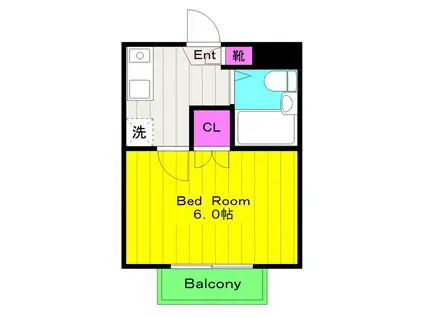 サンシティ稲田堤第6(1K/3階)の間取り写真