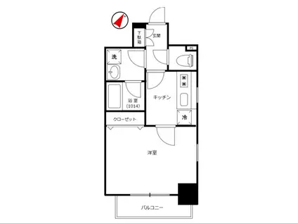 パークウェル神楽坂弐番館(1K/6階)の間取り写真