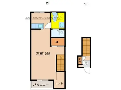 フェリス大工町(ワンルーム/2階)の間取り写真