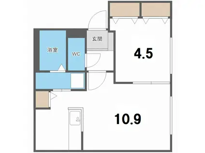 エスグラン大谷地(1LDK/4階)の間取り写真
