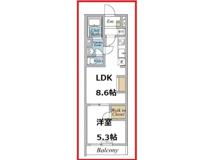 リブリ・高野(1LDK/1階)の間取り写真