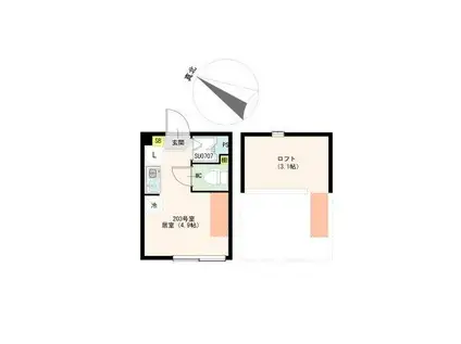 VILLATA平井(ワンルーム/2階)の間取り写真