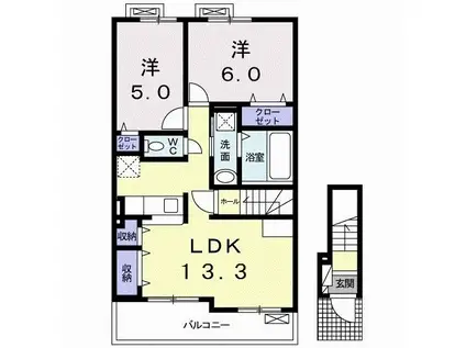 ブローテII(2LDK/2階)の間取り写真