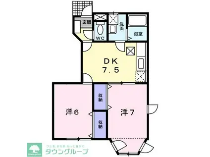 サンコート江戸川台(2DK/1階)の間取り写真