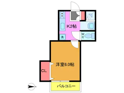 CASASMATE(1K/2階)の間取り写真