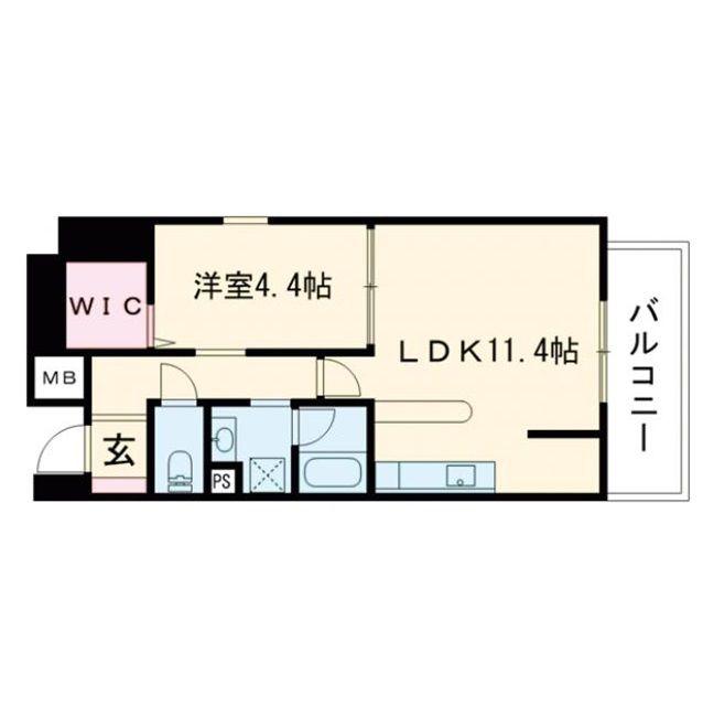 ロイジェント玉川(1LDK/4階)の間取り写真