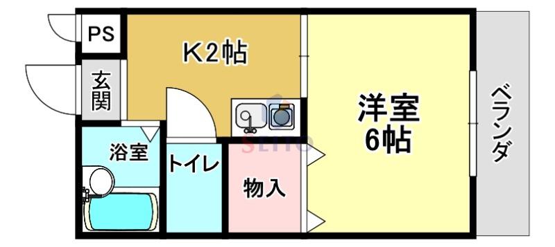 ハーフムーン服部(1K/3階)の間取り写真