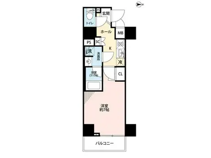 プレール・ドゥーク住吉IV(1K/11階)の間取り写真