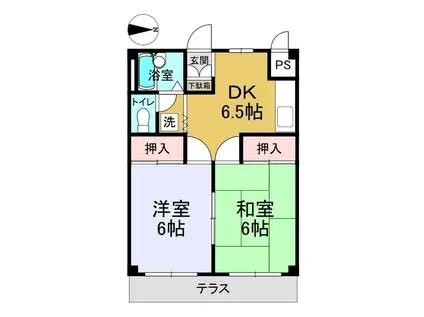 ロイヤルレジデンス清水公園(2DK/1階)の間取り写真