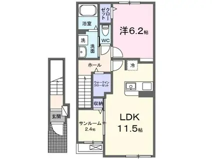 ファミールヒルズ(1LDK/2階)の間取り写真