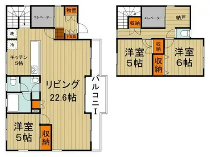 ラクセリア武蔵野中町(3LDK/2階)の間取り写真