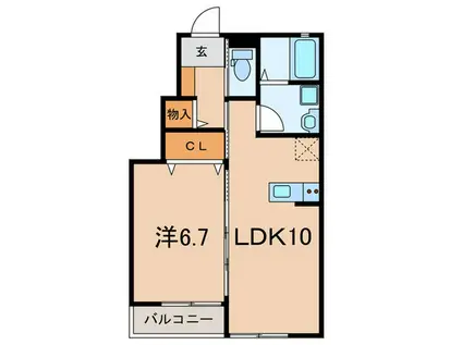 ステージ和坂III(1LDK/1階)の間取り写真