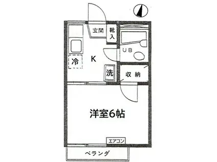 斉藤ハイツII(1K/2階)の間取り写真