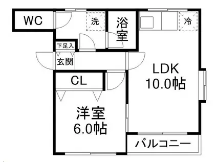 マルーム武者II(1LDK/4階)の間取り写真