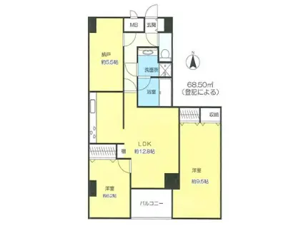 マートルコート調布(2SLDK/5階)の間取り写真