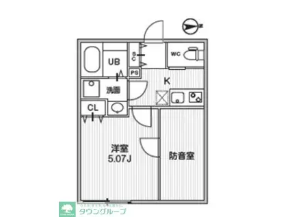 TS CUORE MUSE 落合(1K/1階)の間取り写真