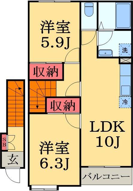 フェルマータ(2LDK/2階)の間取り写真