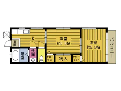 サングレイス太平(2K/1階)の間取り写真