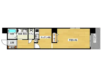 グラビスコート上幟町(ワンルーム/9階)の間取り写真