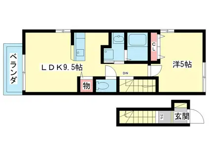 フォーリア(1LDK/2階)の間取り写真