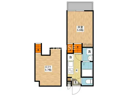デ・クメール西小路(1SK/1階)の間取り写真