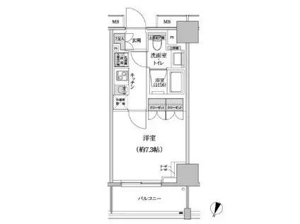 パークハビオ渋谷本町レジデンス(1K/9階)の間取り写真