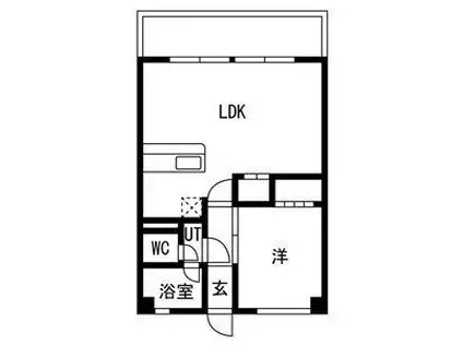 福永コーポ(1LDK/4階)の間取り写真