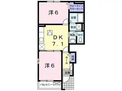PASTORALE 今古賀 I(2DK/1階)の間取り写真