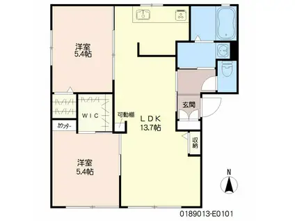 コンフォール川原田C棟(2LDK/1階)の間取り写真