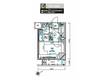 メインステージ立川(1K/11階)の間取り写真