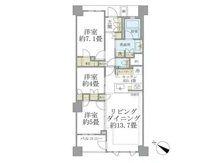 BRILLIA東中野PARKSIDE HILLS(3LDK/6階)の間取り写真