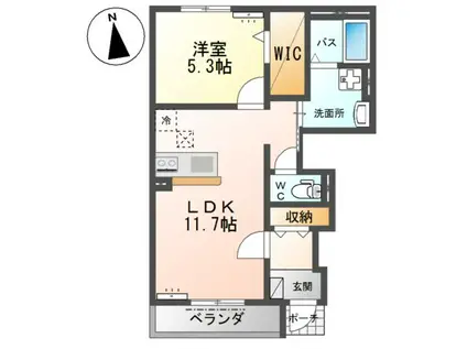 SOLDIASII(1LDK/1階)の間取り写真