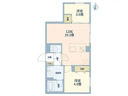 ウェルスクエア中野坂上(2LDK/1階)の間取り写真