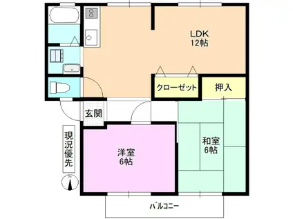 サンライフしおだ(2LDK/2階)の間取り写真