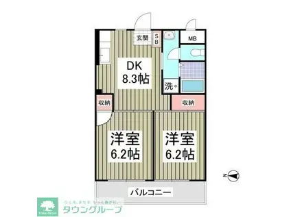 ベルメール西新井I(2DK/1階)の間取り写真